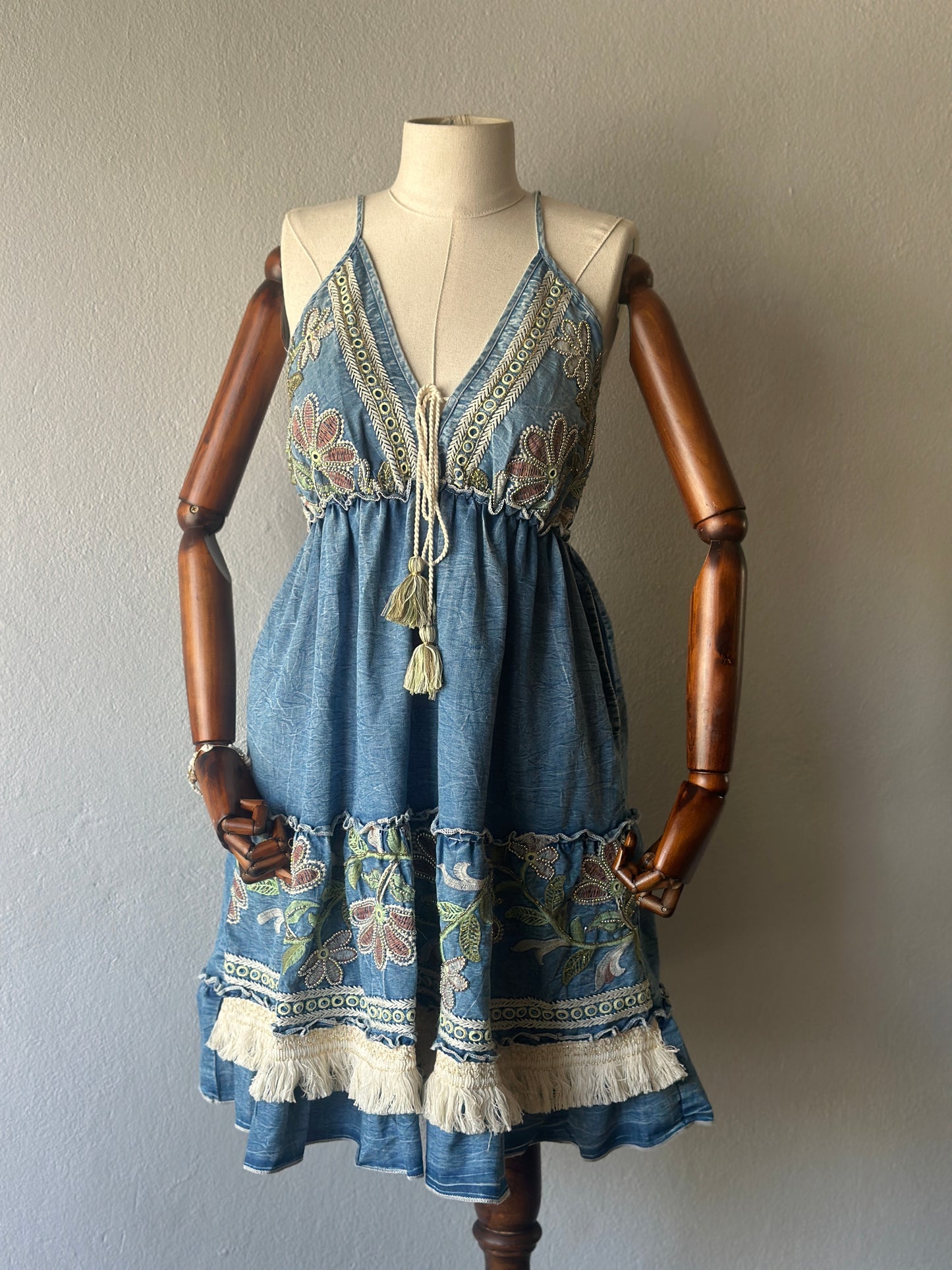 Özel Tasarım El Yapımı Kot Elbise