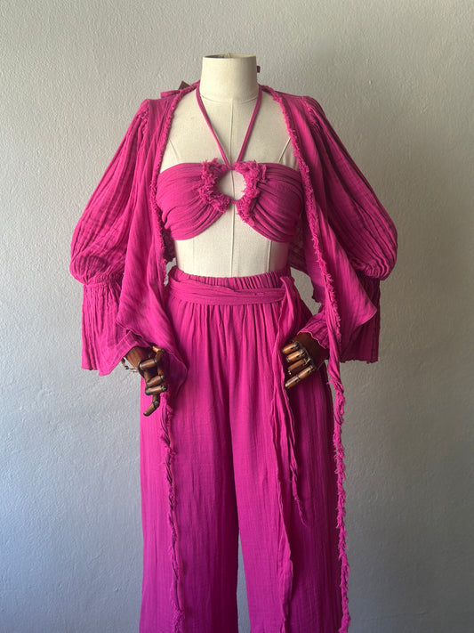 Riva Özel Tasarım Boho 3’lü Takım - Fuşya