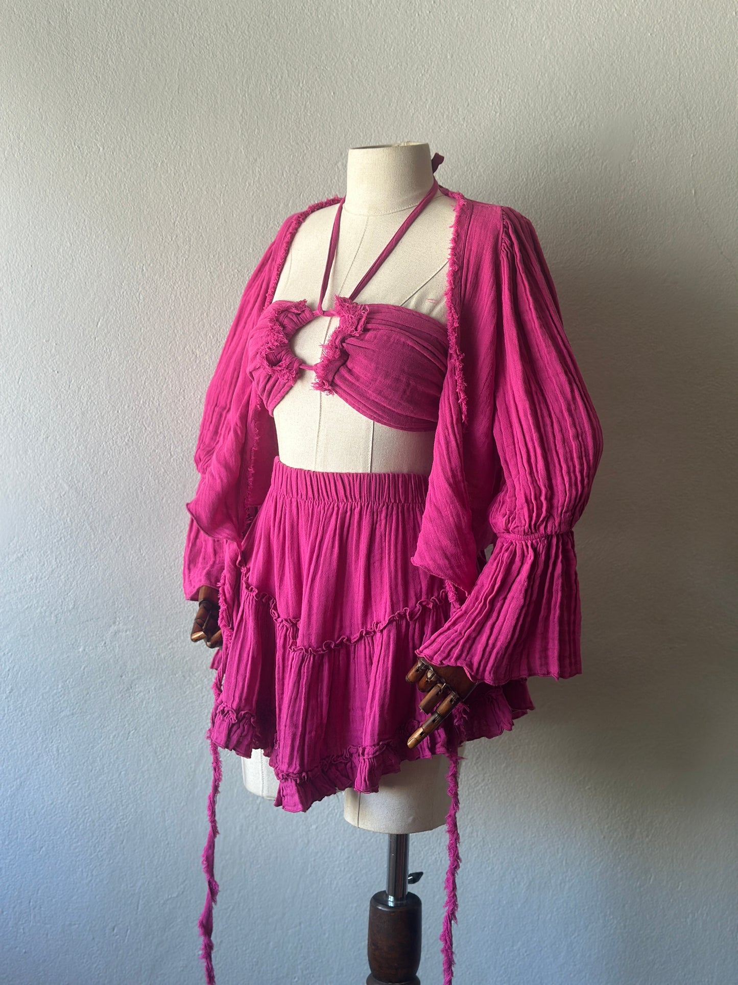 Özel Tasarım Boho 3lü Takım - Fuşya