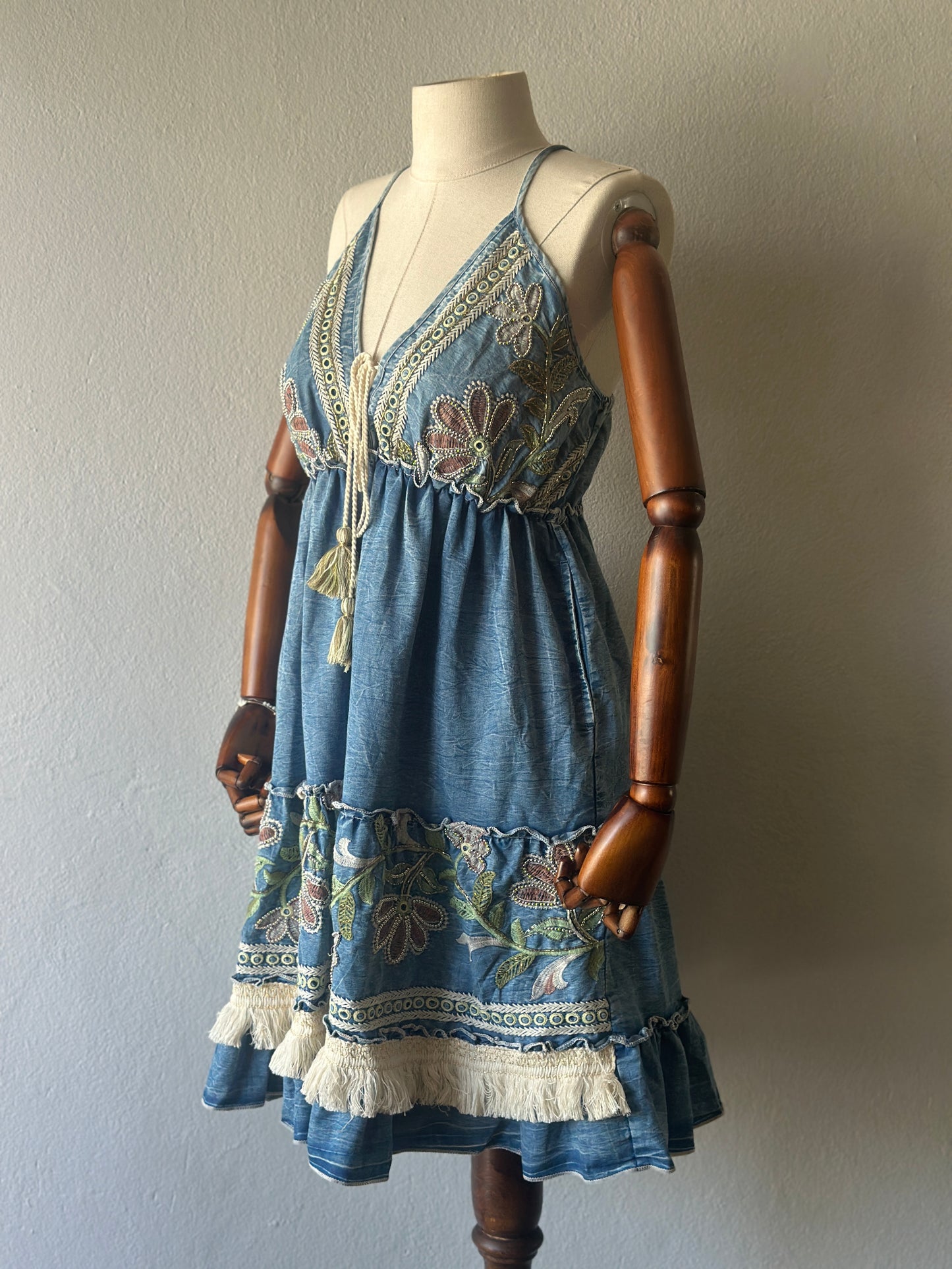 Özel Tasarım El Yapımı Kot Elbise