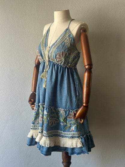 Özel Tasarım El Yapımı Kot Elbise