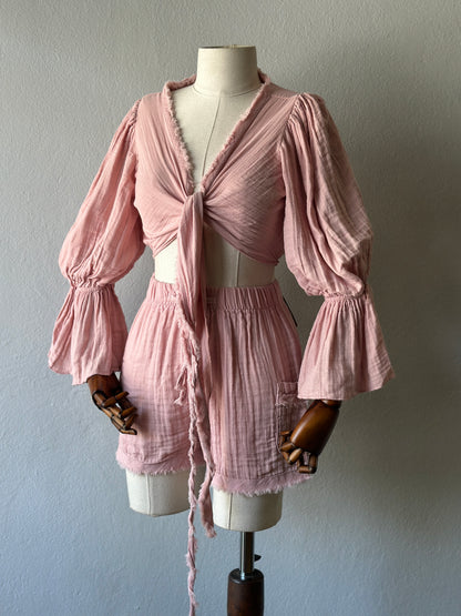 Luna Özel Tasarım Şortlu 2’li Takım - Pudra