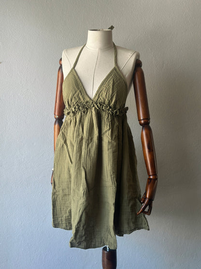 Sırt açık muslin kumaş elbise