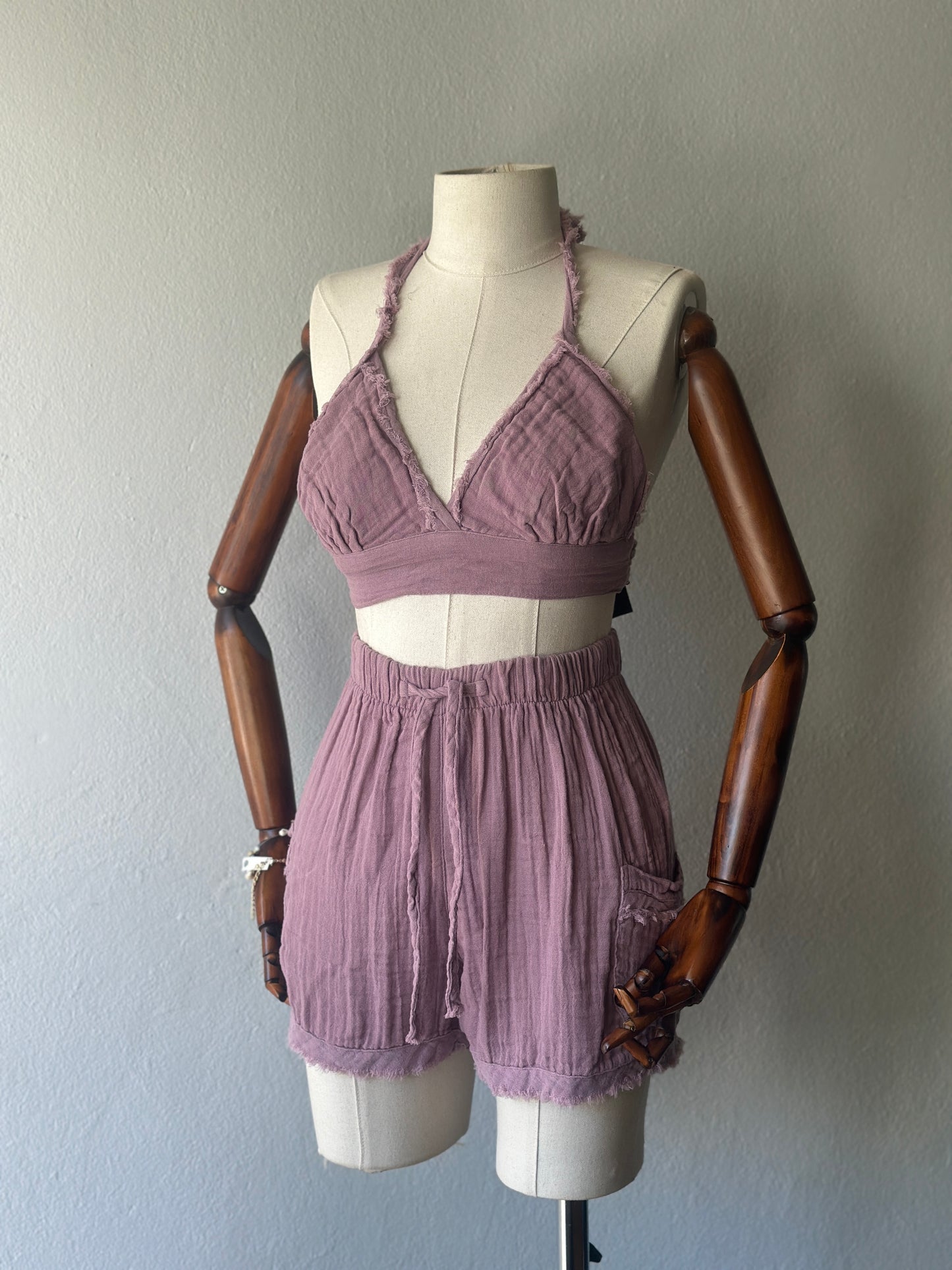 Kimono+şort+büstiyer Özel Tasarım 3’lü Takım - Gül Kurusu