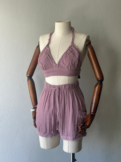 Kimono+şort+büstiyer Özel Tasarım 3’lü Takım - Gül Kurusu