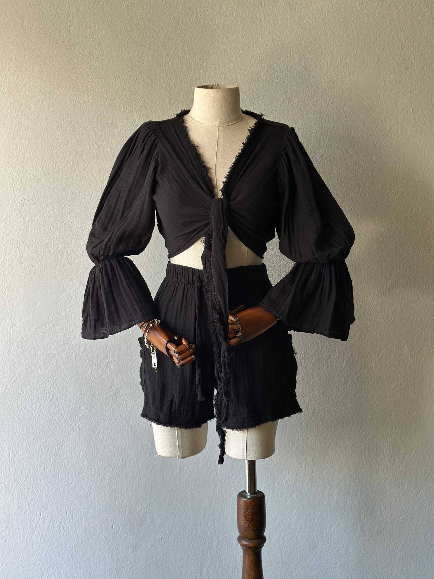 Luna şortlu özel tasarım 2’li takım - siyah