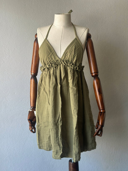 Sırt açık muslin kumaş elbise