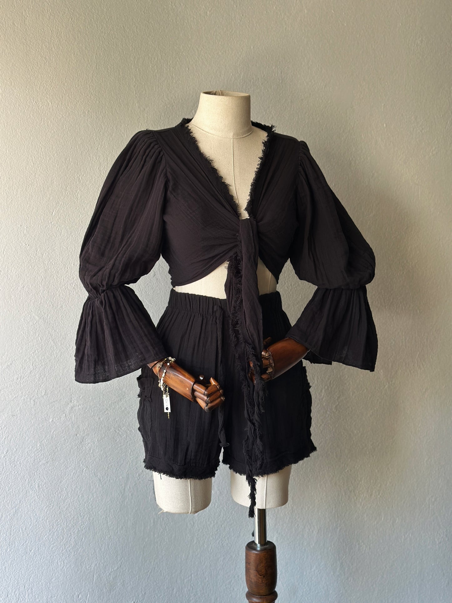 Luna şortlu özel tasarım 2’li takım - siyah