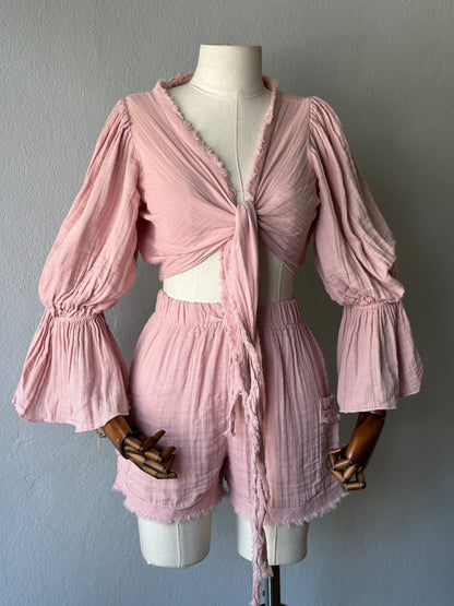 Luna Özel Tasarım Şortlu 2’li Takım - Pudra