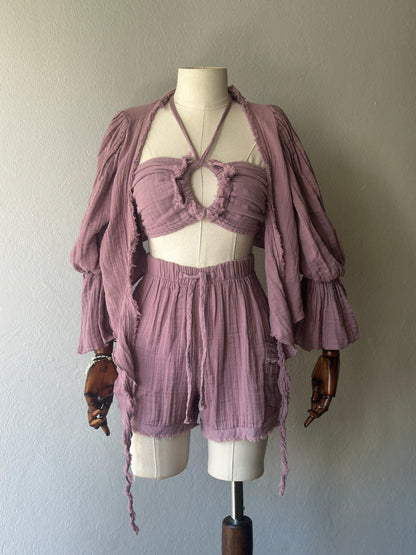 Luna 3lü şortlu takım - Gül Kurusu