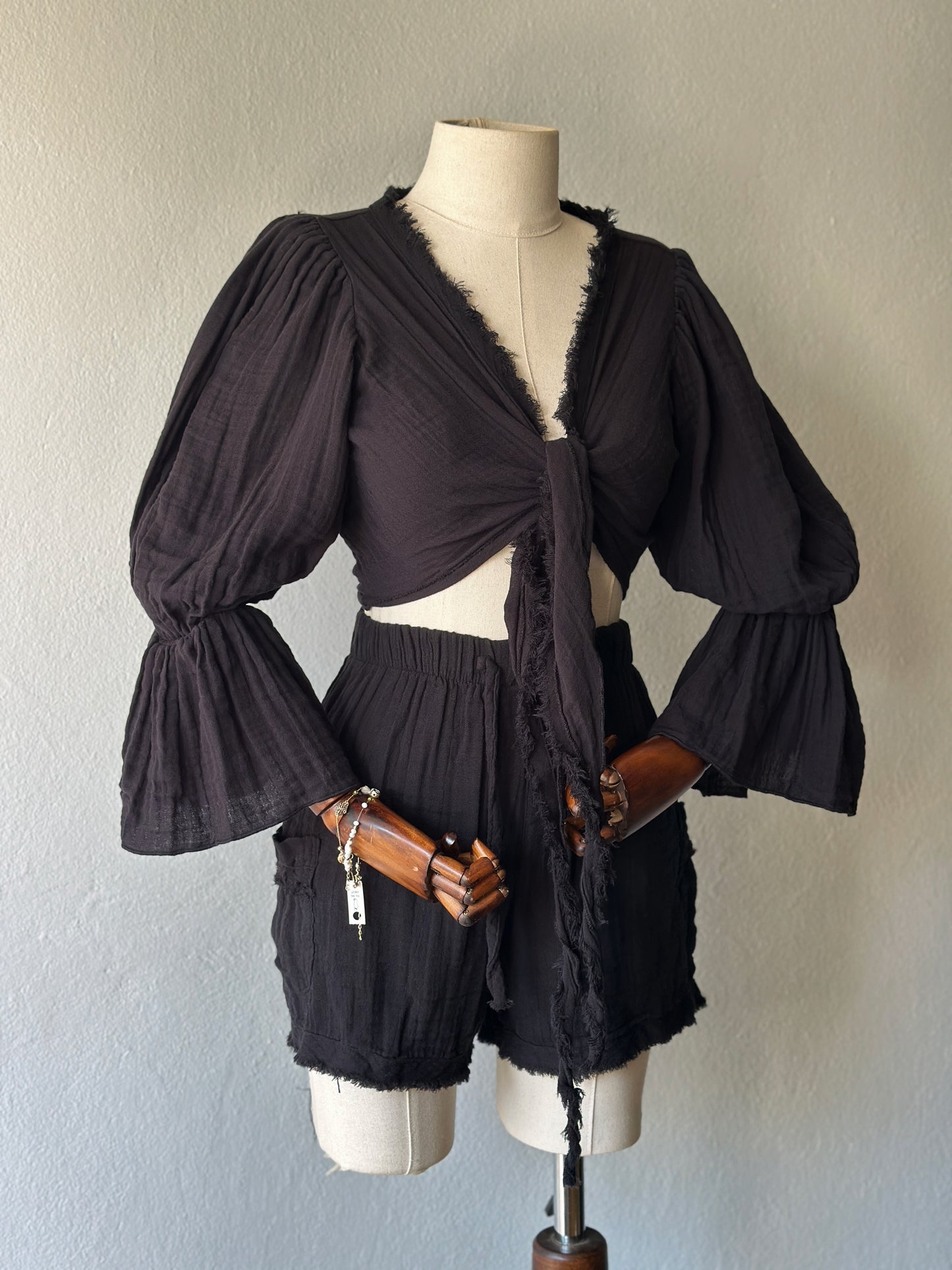 Luna şortlu özel tasarım 2’li takım - siyah