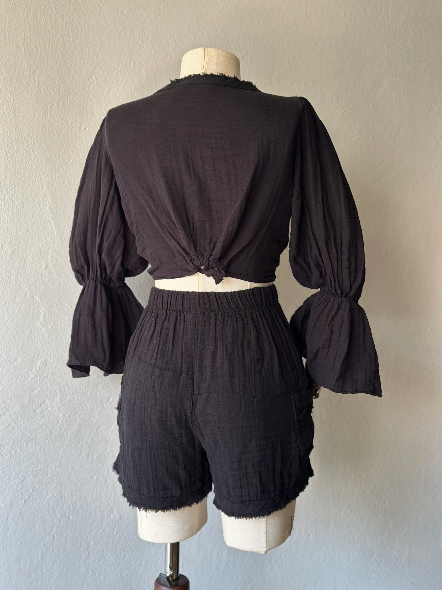 Luna şortlu özel tasarım 2’li takım - siyah