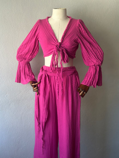 Bluz Pantolonlu 2'li Takım - Fuşya