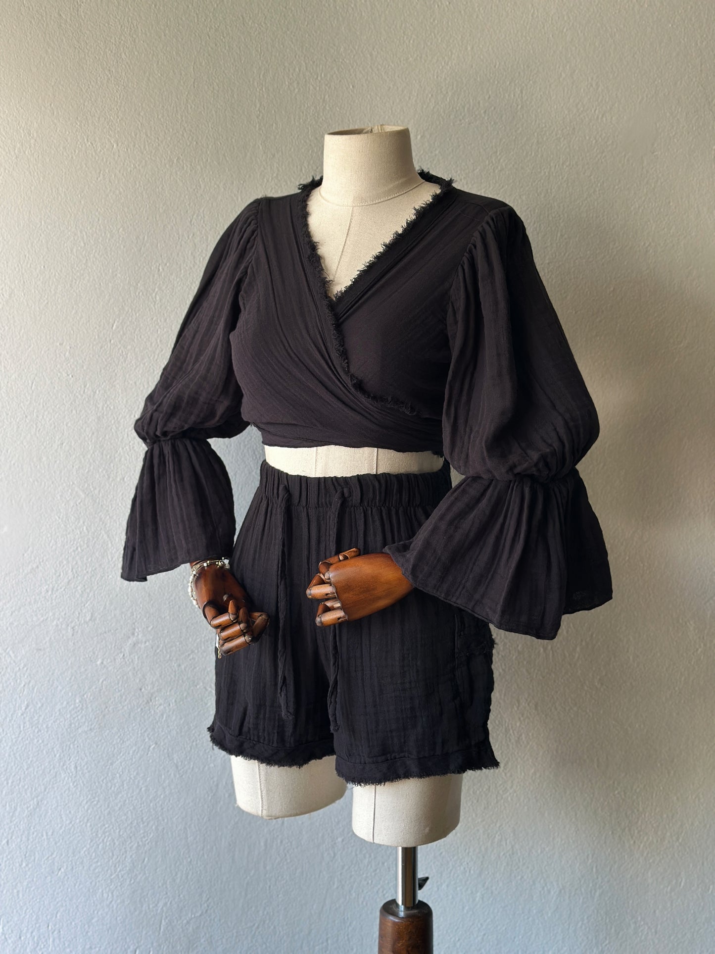 Luna şortlu özel tasarım 2’li takım - siyah