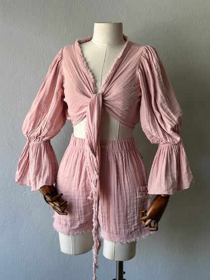 Luna Özel Tasarım Şortlu 2’li Takım - Pudra