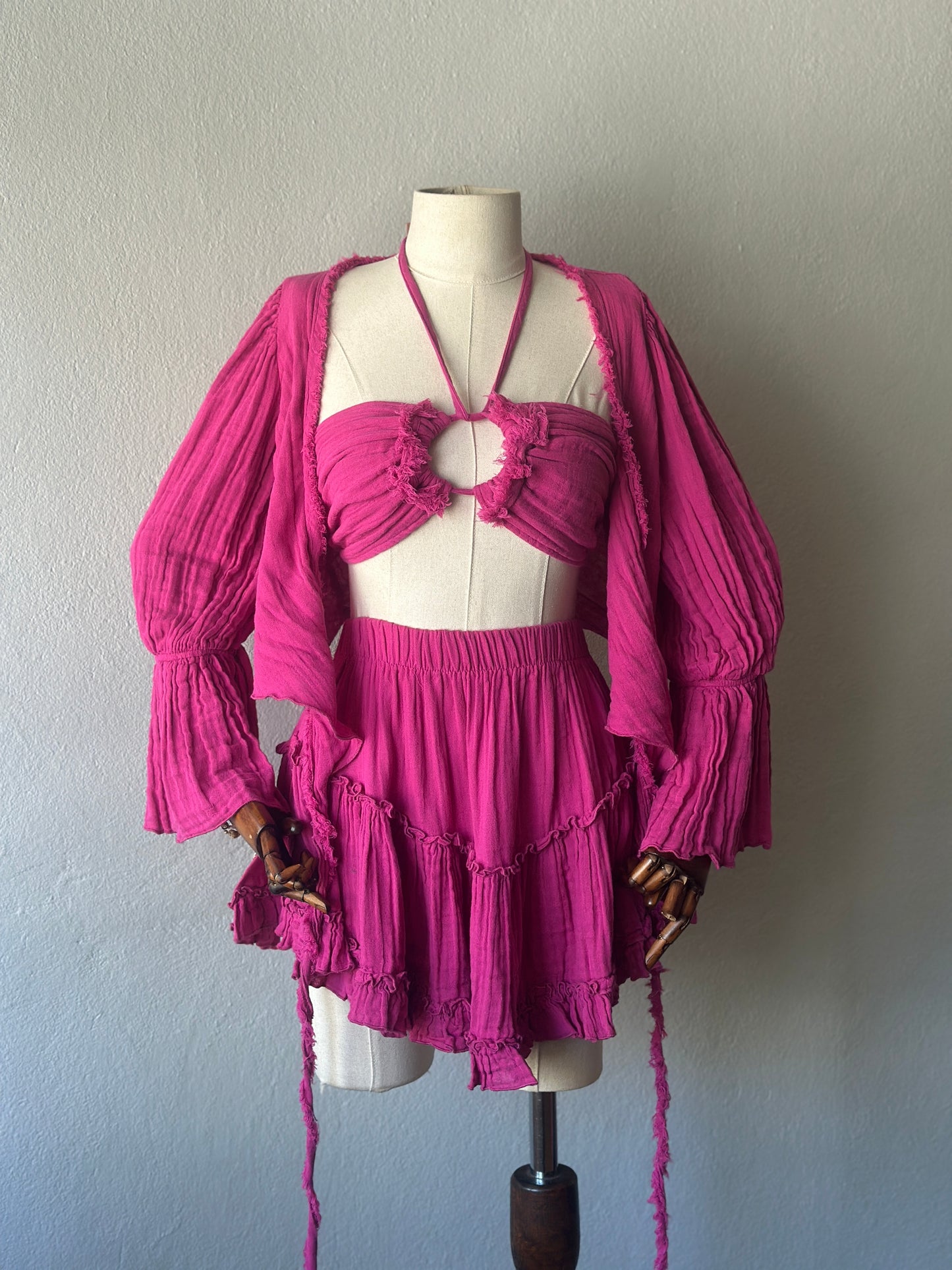 Özel Tasarım Boho 3lü Takım - Fuşya