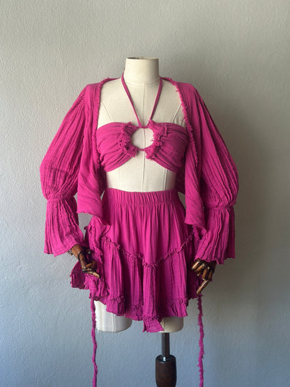 Özel Tasarım Boho 3lü Takım - Fuşya