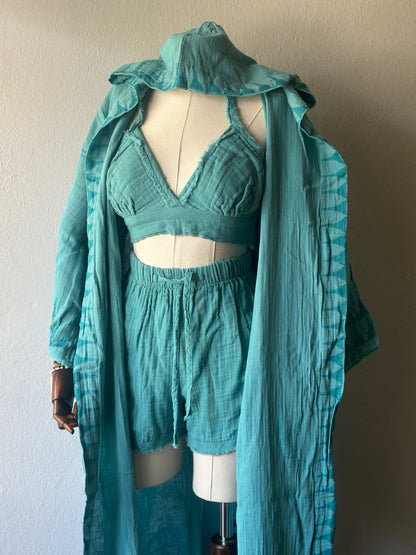 Kimono, büstiyer, şort 3’lu takım