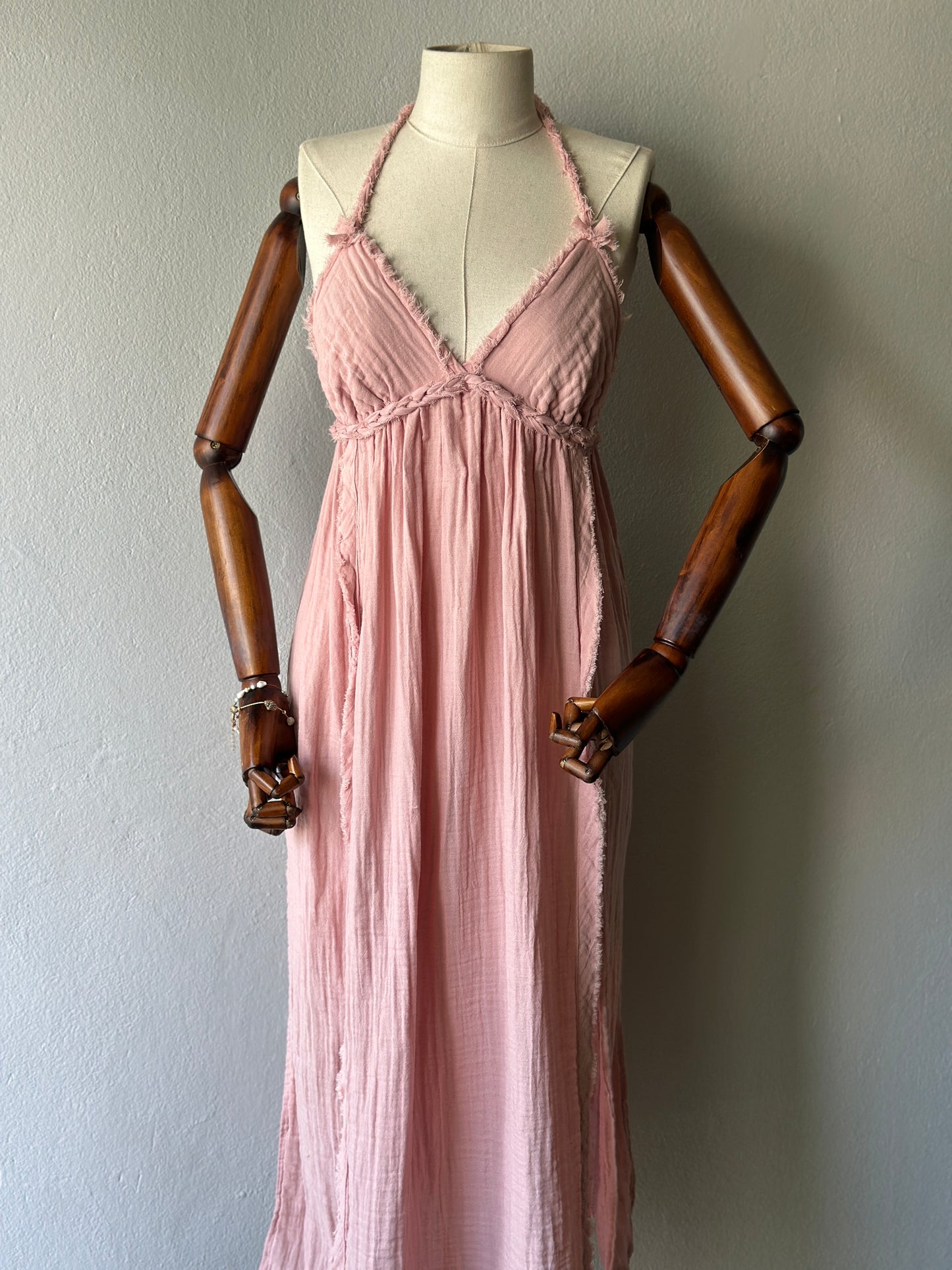 Atina Özel Tasarım Pudra rengi Elbise