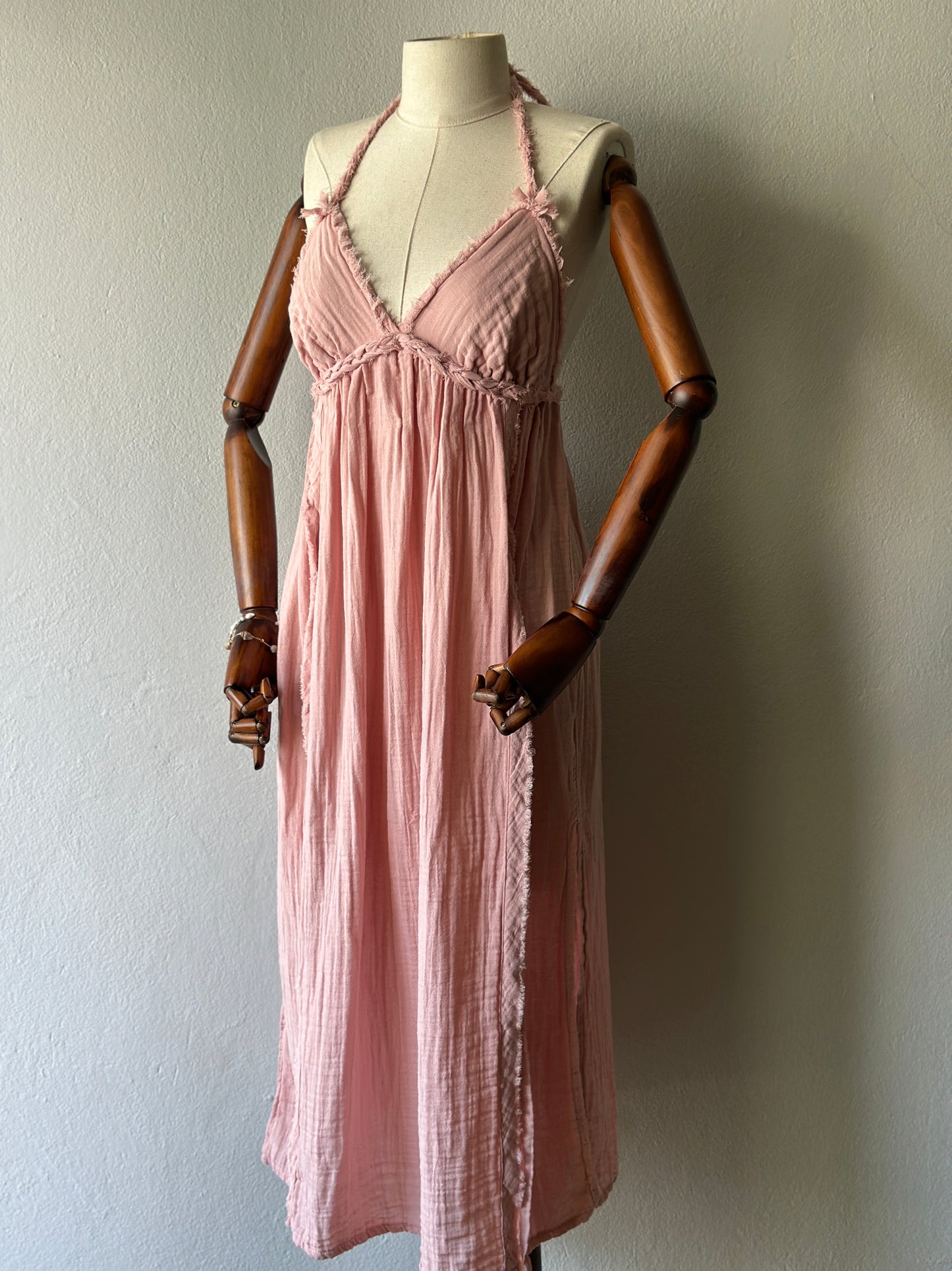 Atina Özel Tasarım Pudra rengi Elbise