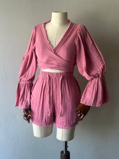 Luna şortlu 2li takım - Pembe