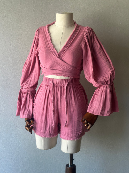 Luna şortlu 2li takım - Pembe