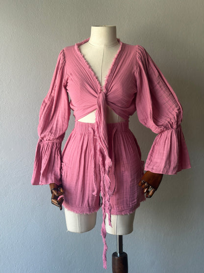 Luna şortlu 2li takım - Pembe