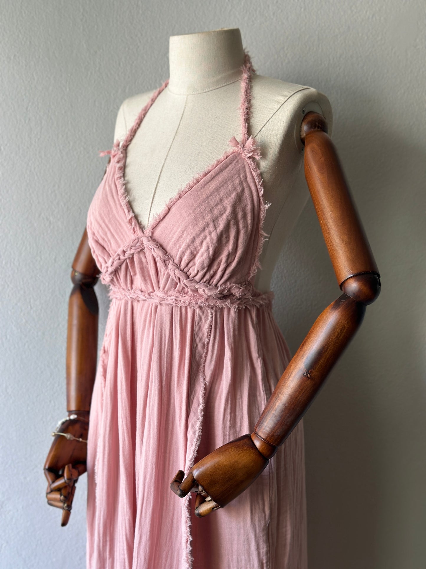 Atina Özel Tasarım Pudra rengi Elbise