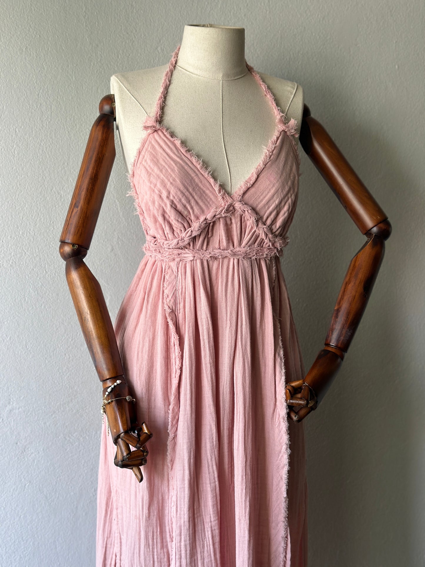 Atina Özel Tasarım Pudra rengi Elbise