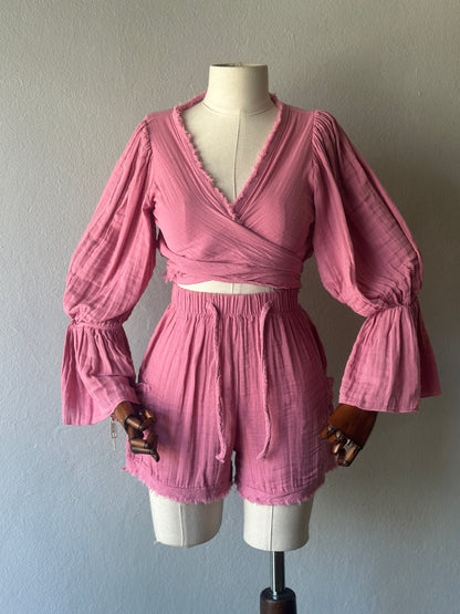 Luna şortlu 2li takım - Pembe