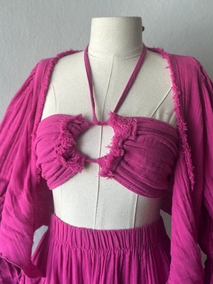 Özel Tasarım Boho 3lü Takım - Fuşya