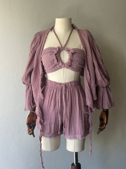 Luna 3lü şortlu takım - Gül Kurusu