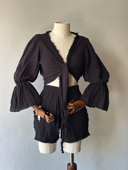 Luna şortlu özel tasarım 2’li takım - siyah