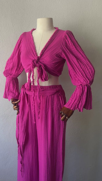 Bluz Pantolonlu 2'li Takım - Fuşya