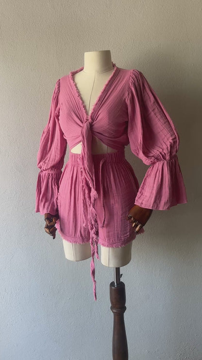 Luna şortlu 2li takım - Pembe