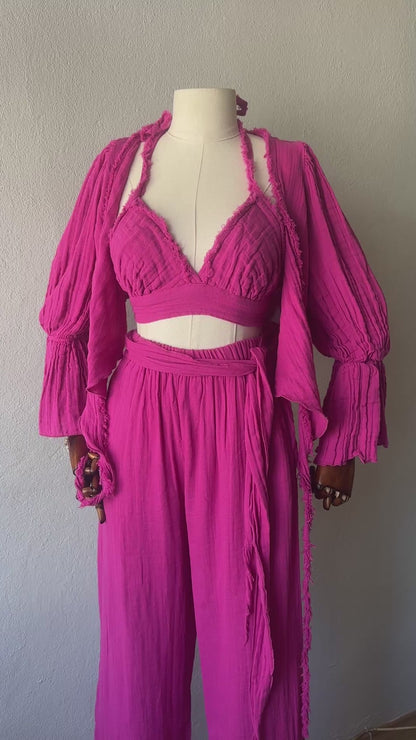 Riva Özel tasarım 3’lü takım - Fuşya