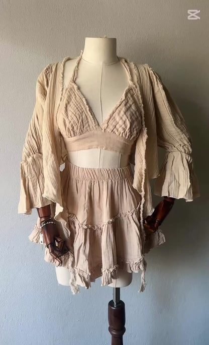 Özel Boho Tasarım 3lü Takım - Bej