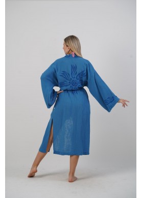 Klasik Uzun Kimono - Koyu Mavi