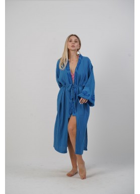 Klasik Uzun Kimono - Koyu Mavi