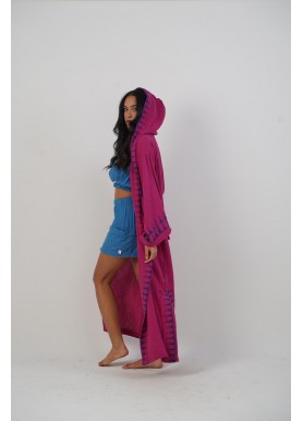 Uzun Kapüşonlu Kimono - Fuşya