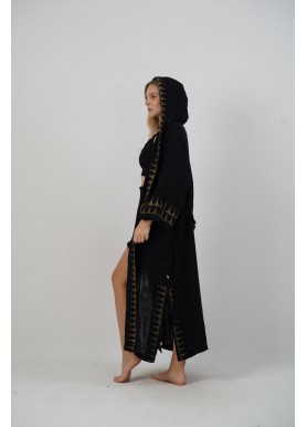 Uzun Kapüşonlu Kimono - Siyah