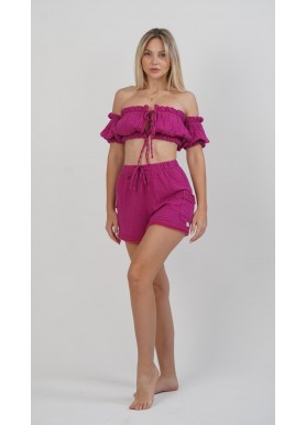 Fuşya Rengi Mini Bluz