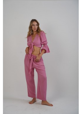 Pembe Rengi Uzun Kol Bluz