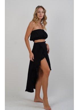 Siyah Rengi Straplez Crop