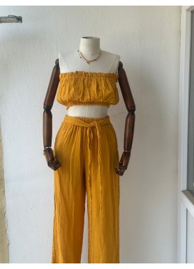 Pantolon Hardal Rengi Crop Hediye