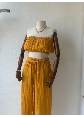 Pantolon Hardal Rengi Crop Hediye